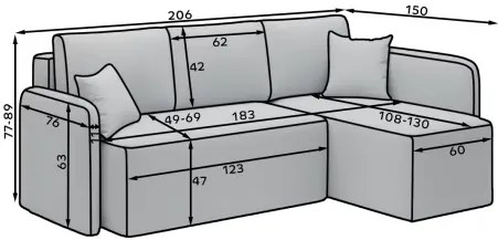HADSON világosszürke sarok ülőgarnitúra Változat: Jobb sarok