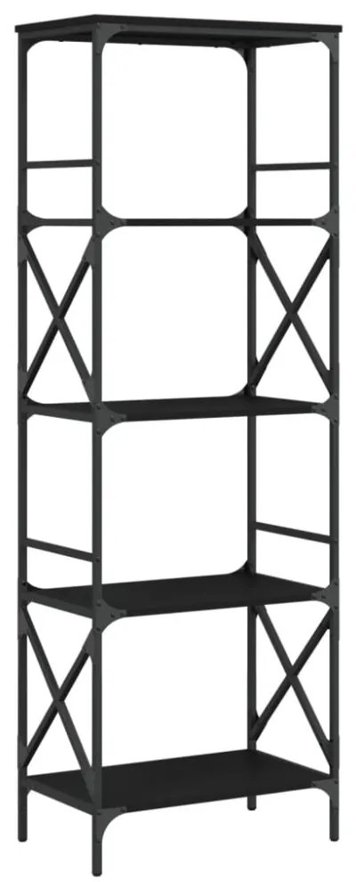 5 szintes fekete szerelt fa könyvespolc 59 x 35 x 132 cm