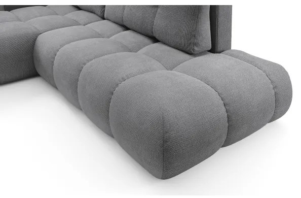 Ágyazható kárpitozott sarokülőgarnitúra tárolóval, L-alakú, ALMADA, balos, szürke