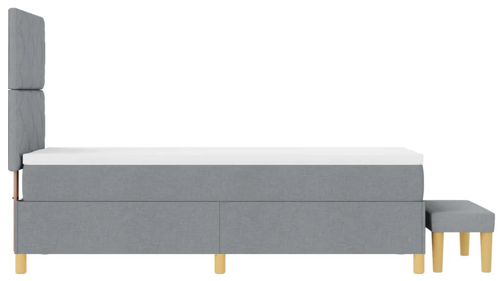 Boxspring Ágy Matracelemmel és Pad Light Grey 80x200 cm Szövet