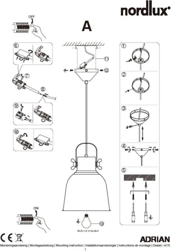 Nordlux ADRIAN 48793003 Függőlámpa 1x25W/E27 IP20