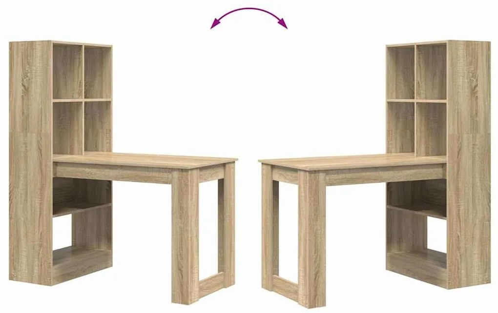 Asztal polcokkal sonoma tölgy 122 x 67 x 145 cm Faanyag