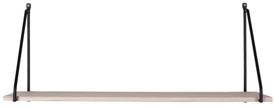Arnhem polc, natúr fa polc, fekete keret 65x17 cm