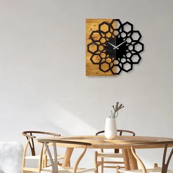 Fali óra 58x58 cm, 1xAA, fa/fém kivitel