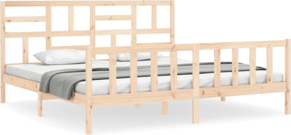 vidaXL tömör fa ágykeret fejtámlával Super King Size
