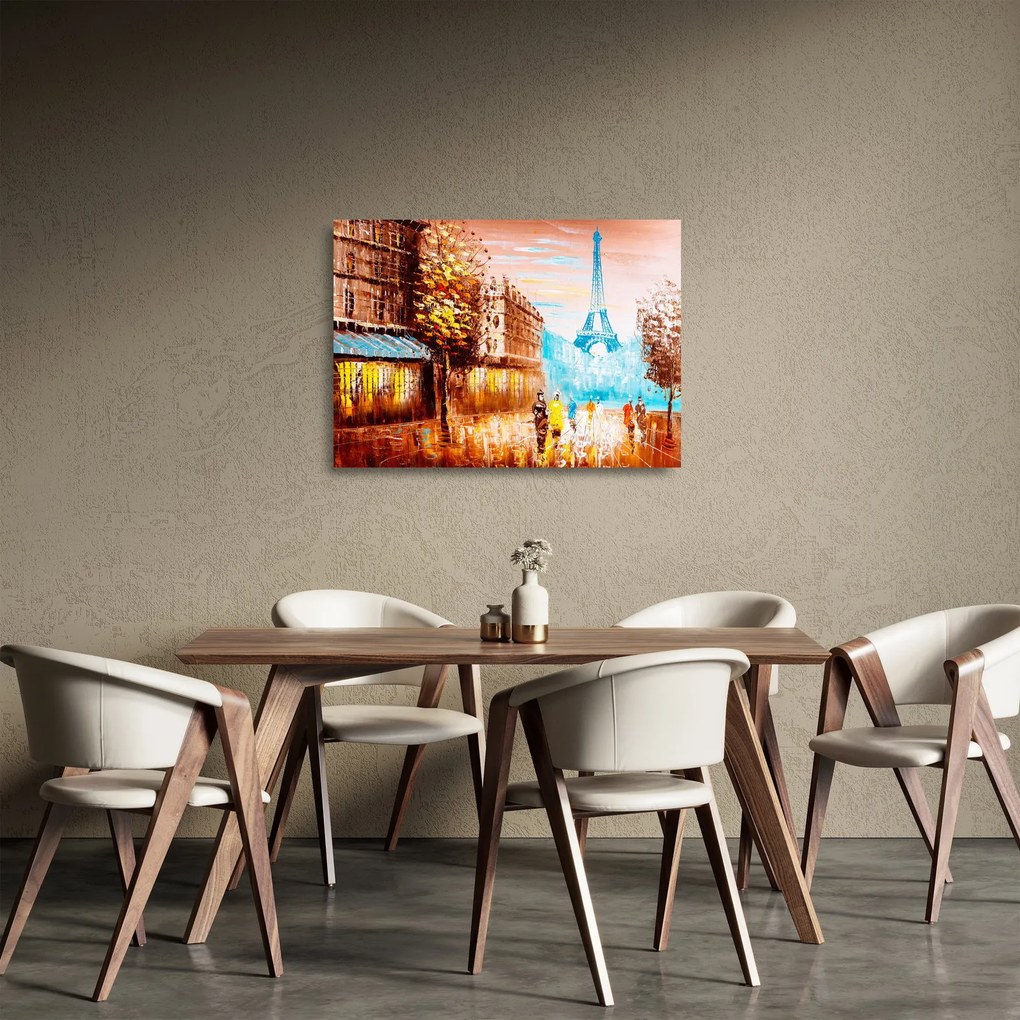 Üveg kép - Esős idő és az Eiffel-torony (70x50 cm)