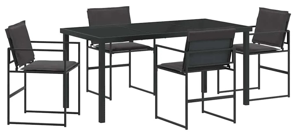 Kert étkező szett 5 pcs Fekete 160 x 80 x 73 cm