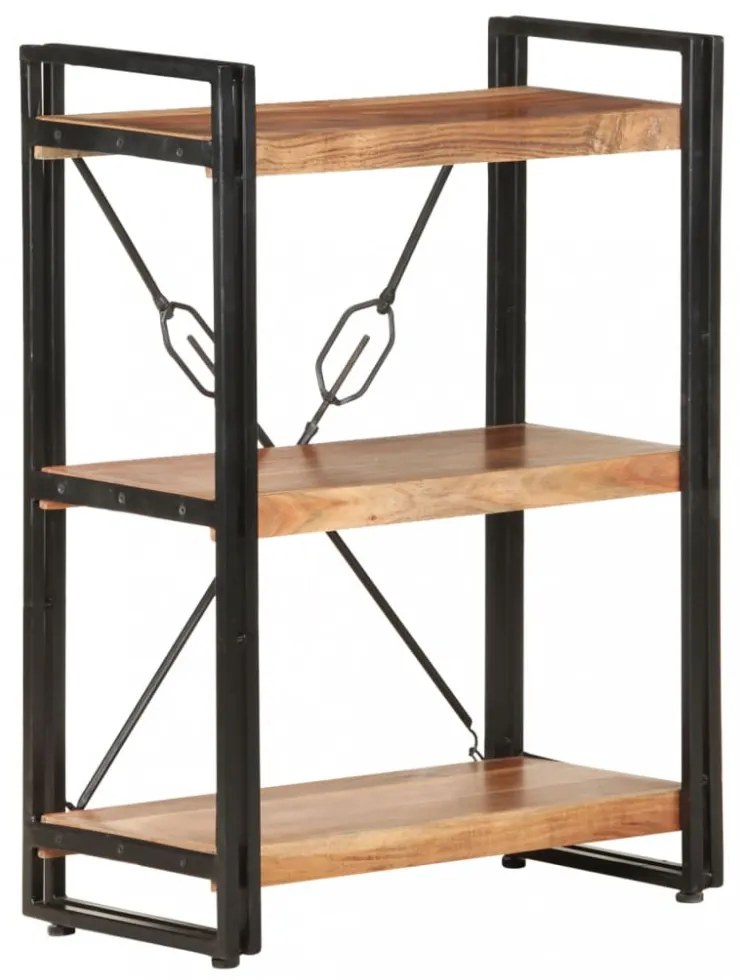 3 szintes tömör akácfa könyvespolc 60 x 30 x 80 cm
