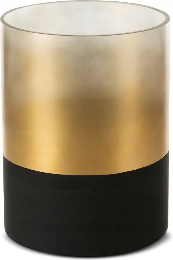 Dekorációs gyertyatartó PEONIA5 15x20 fekete arany, henger alakú