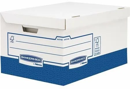 Archiválókonténer, karton, ultra erős, nagy, FELLOWES Bankers Box Basic, kék-fehér (IFW44746)