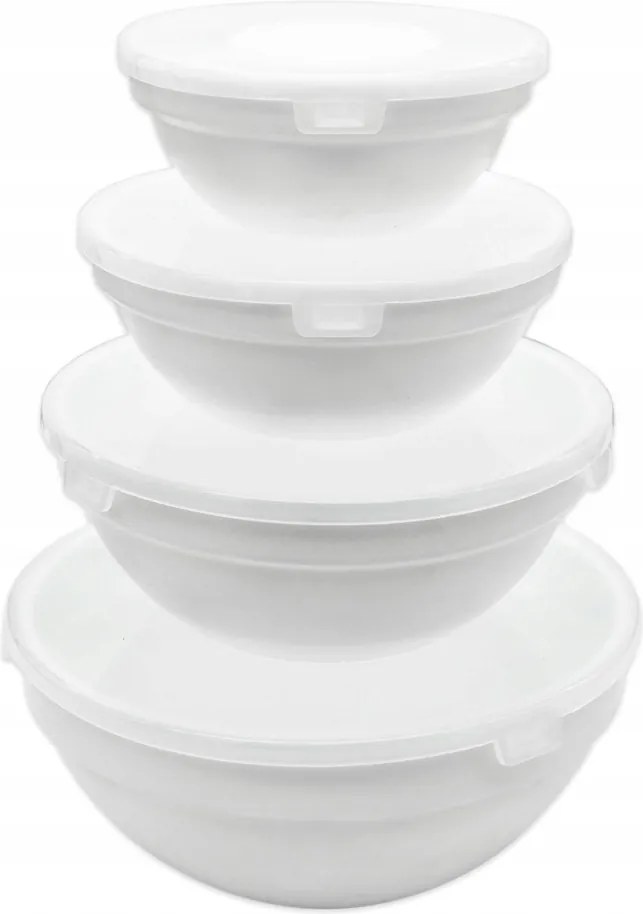 4 db-os üvegedény szett Tragar fedéllel 17/14/12/10 cm fehér