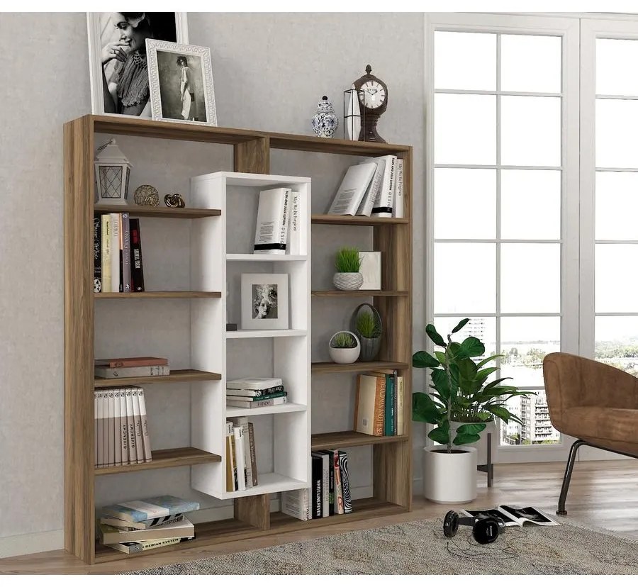 könyvespolc Ample - Walnut, White