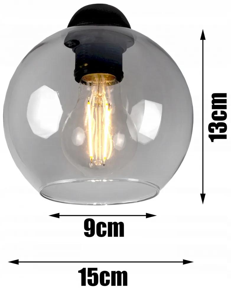 Glimex Orb üvegbúrás fali lámpa füstüveg / grafit 1xE27