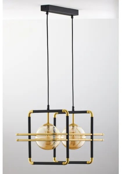 Jupiter 2026 - Csillár zsinóron FIORI 2xG9/10W/230V fekete/arany/bézs