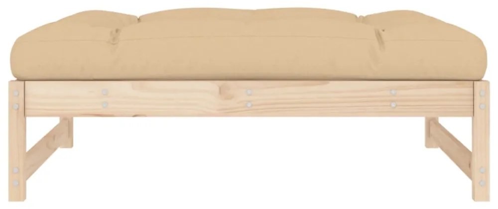 tömör fenyőfa kerti lábzsámoly párnával 120x80 cm