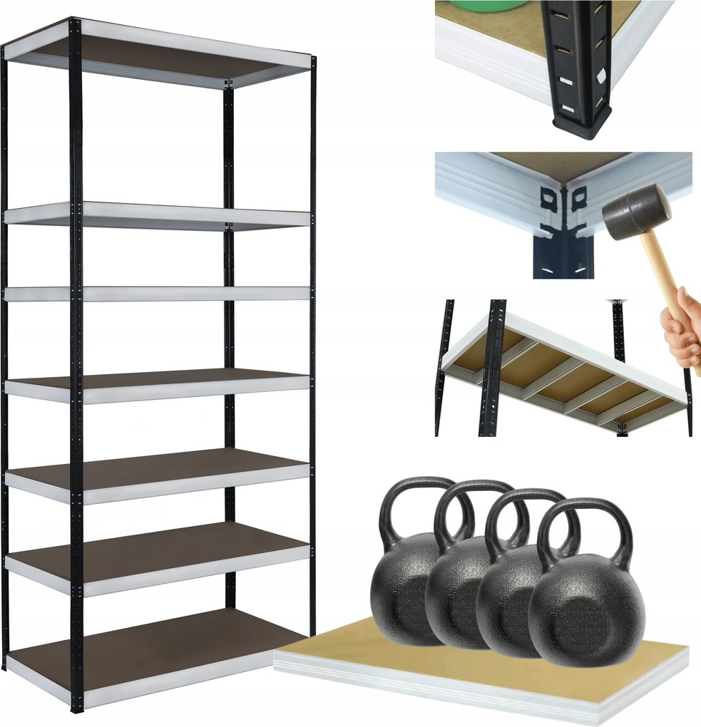 Tárolószekrény fém állvány Helios 270x120x60cm 7Px400kg Magas Erős