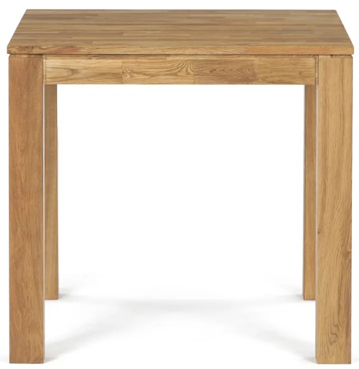 Masă de sufragerie 80x80x75 cm, stejar alb masiv, finisaj cu ulei, picioare de 8x8 cm