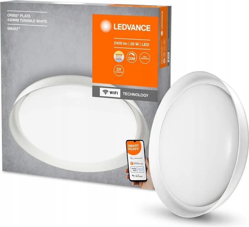 Led plafon 26W 1250lm Cct Tompítható Kerek Fehér Smart+ WiFi Plate