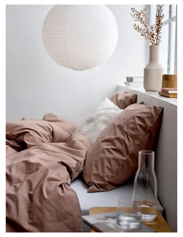 Barna kétszemélyes hosszabbított pamut-perkál ágyneműhuzat 200x220 cm Crisp – Södahl