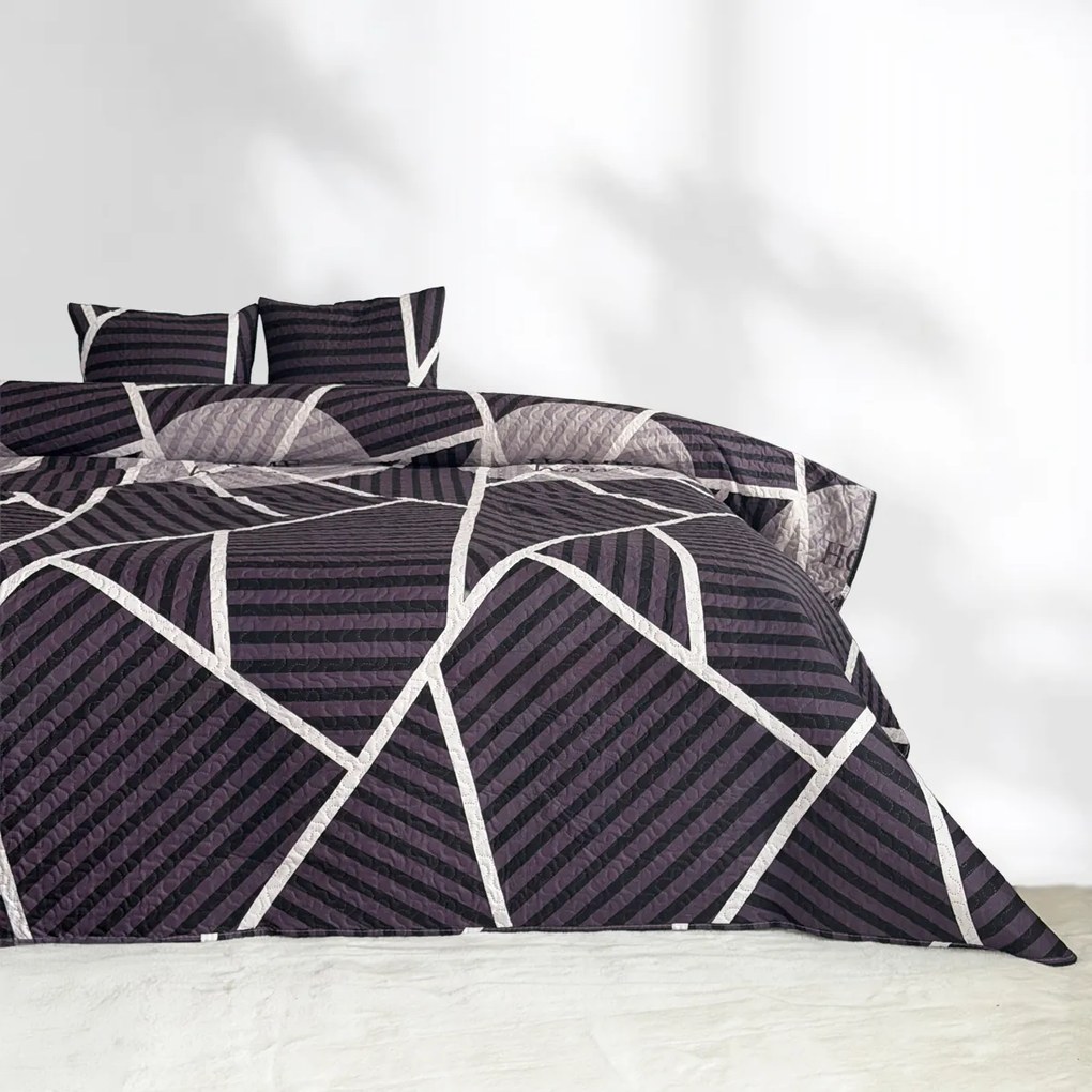 Kétoldalas ágytakaró Tavira Kapa csíkos grafit 180x220 cm párnahuzat