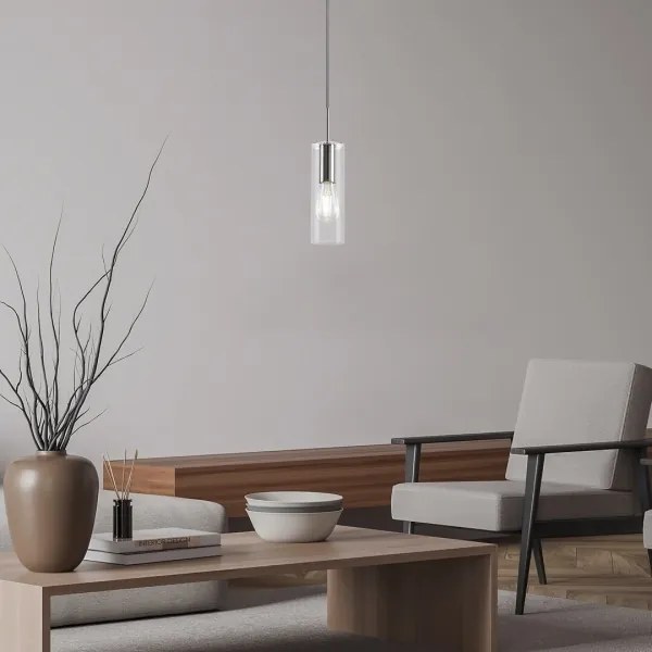 Rabalux 72048 - Csillár zsinóron ESTA 1xE27/40W/230V átlátszó/króm