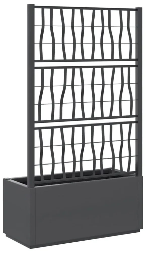 sötétszürke PP rácsos kerti ültetőláda 80 x 36 x 140 cm