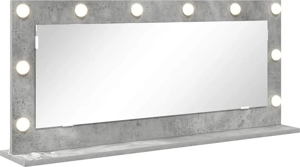 vidaXL Toalett Tükör Beton Szürke 100 x 45 x 18 cm Üveg és mérnöki fa