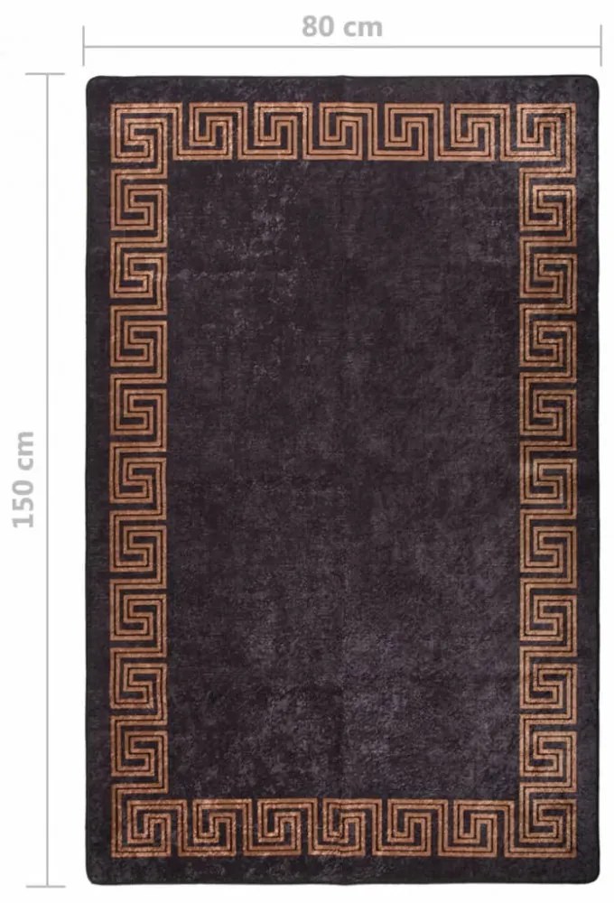 fekete és arany csúszásmentes mosható szőnyeg 80 x 150 cm