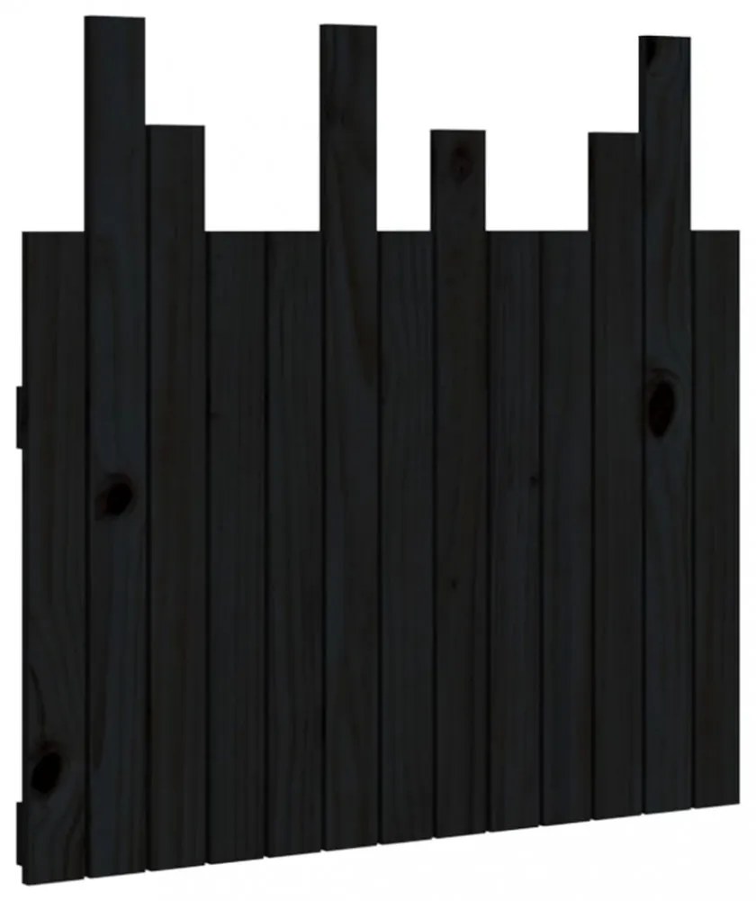 fekete tömör fenyőfa fali fejtámla 82,5 x 3 x 80 cm