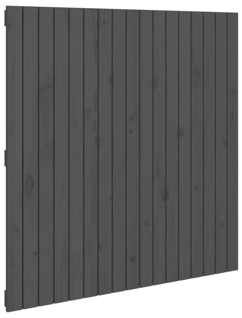 szürke tömör fenyőfa fali fejtámla 108 x 3 x 110 cm