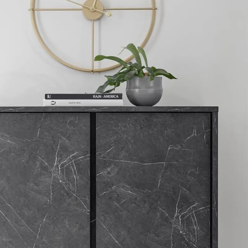 Carrara 4 ajtós komód antracit márvány 92cm