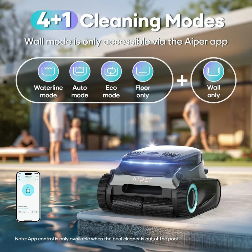 Aiper Scuba S1 Pro akkumulátoros medencetisztító robot, 200 m2, 420 l/perc, szűrőkosár: 5 l