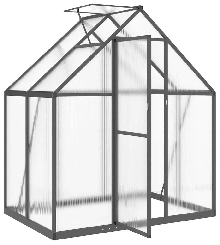 antracitszürke alumínium melegház alapvázzal 169 x 114 x 195 cm