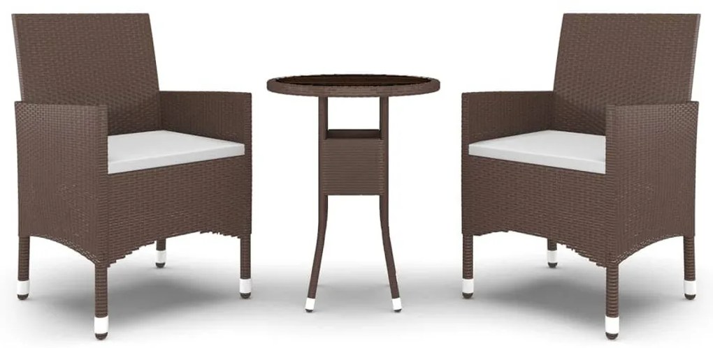 3 részes barna polyrattan kerti étkezőgarnitúra