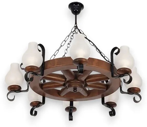 Brilagi - Láncra szerelt ROATA csillár 8xE14/40W/230V, átmérő 70 cm, bükk/dió