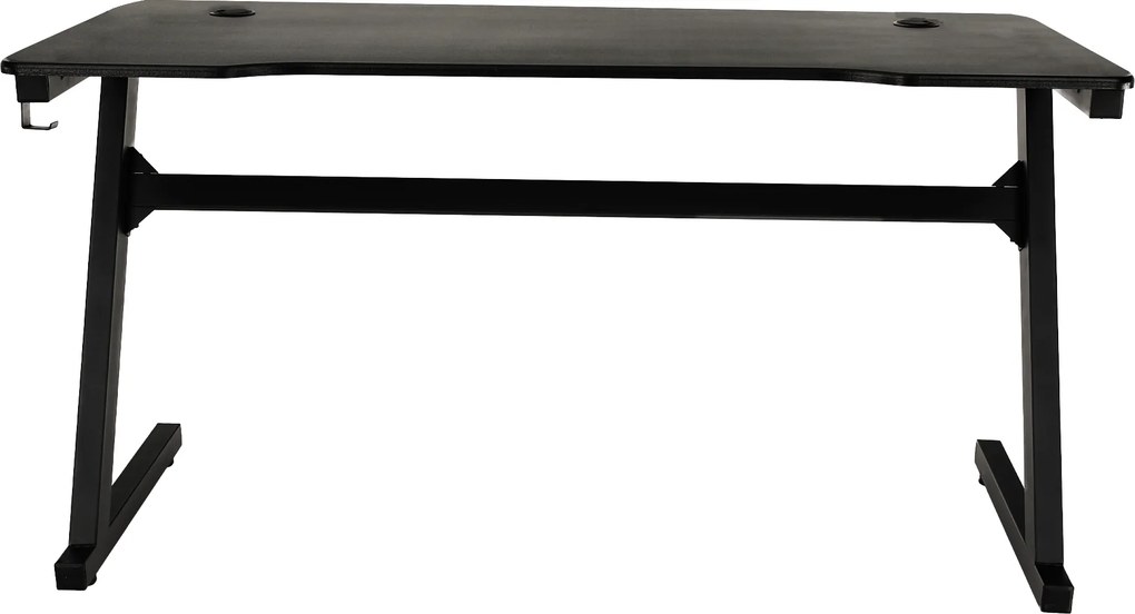 Gamer asztal/számítógépasztal, fekete/piros, MACKENZIE 140cm