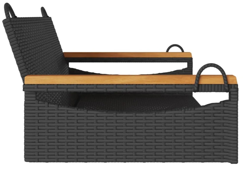 fekete polyrattan hintapad 109 x 62 x 40 cm