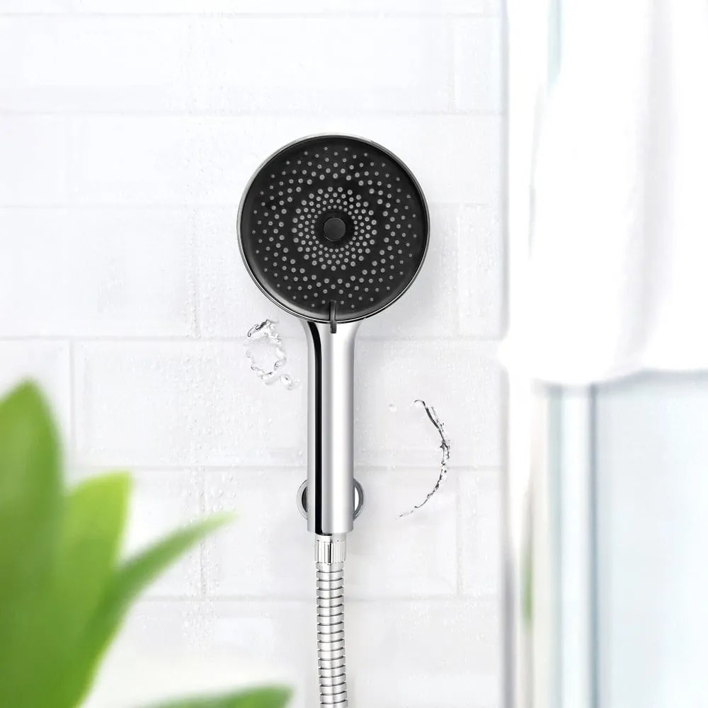 Ezüstszínű műanyag zuhanyfej ø 12 cm Softwater – Wenko