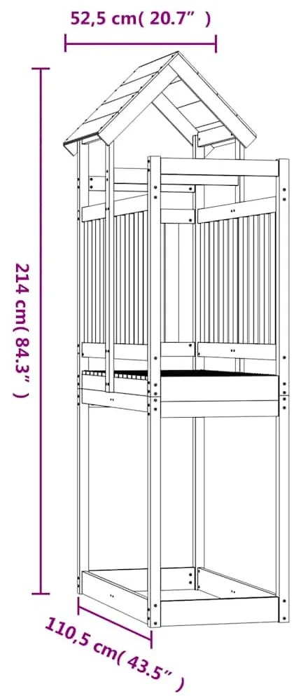 impregnált fenyőfa játszótorony 52,5 x 110,5 x 214 cm