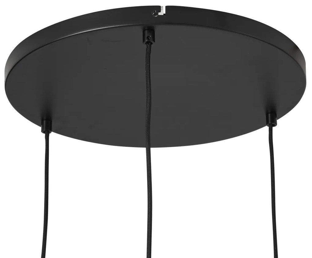 Japandi függőlámpa fekete barna szövetbúrával, 3 ágú - Bida