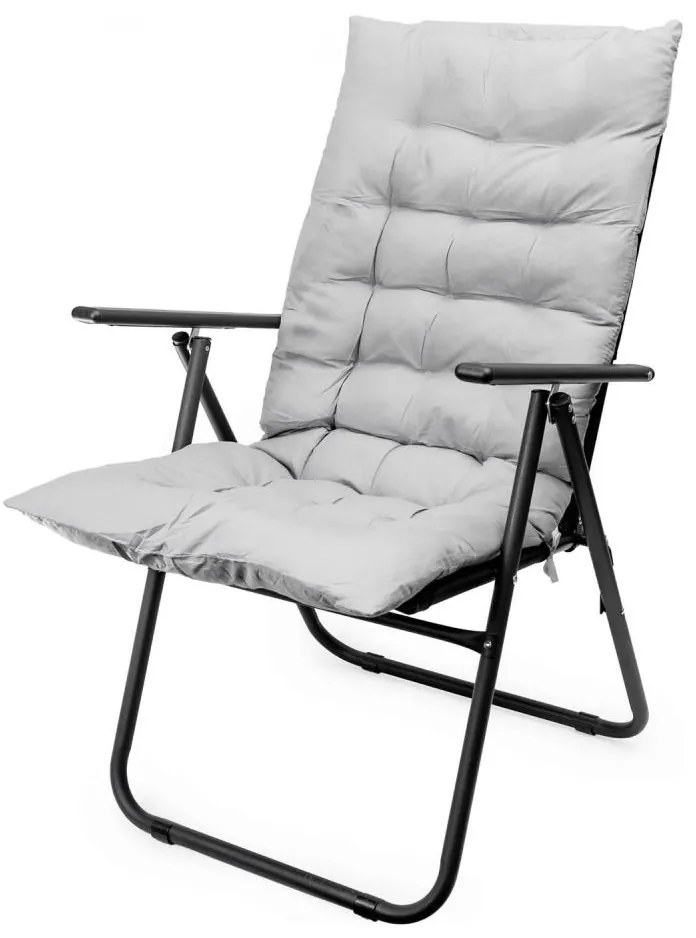 Összecsukható kempingszék matraccal fekete/szürke