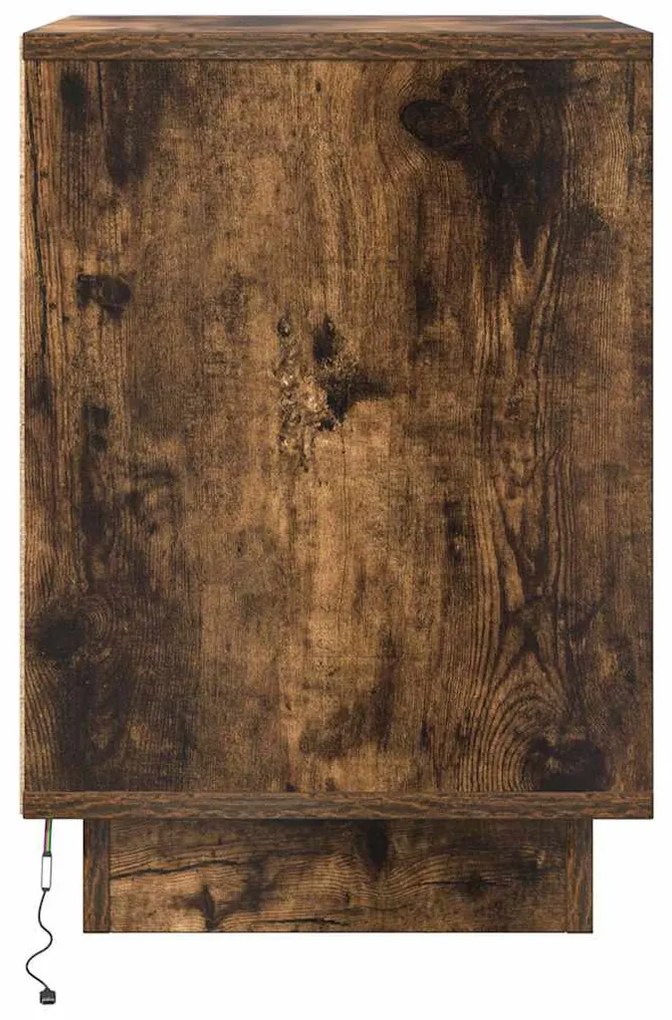 2 db füstölt tölgy éjjeliszekrények LED világítással 38x34x50cm