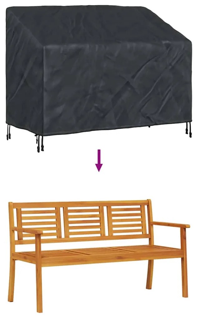 Kerti Pad Borító Fekete 134 x 70 x 65 / 94 cm 420D szövet