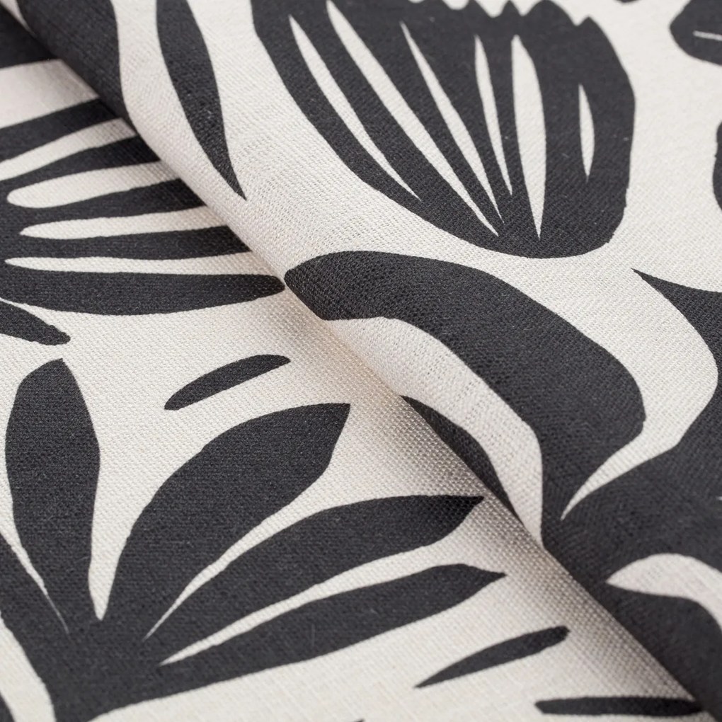 Párnahuzat 60x40 növényi grafit motívum krémszínű alapon