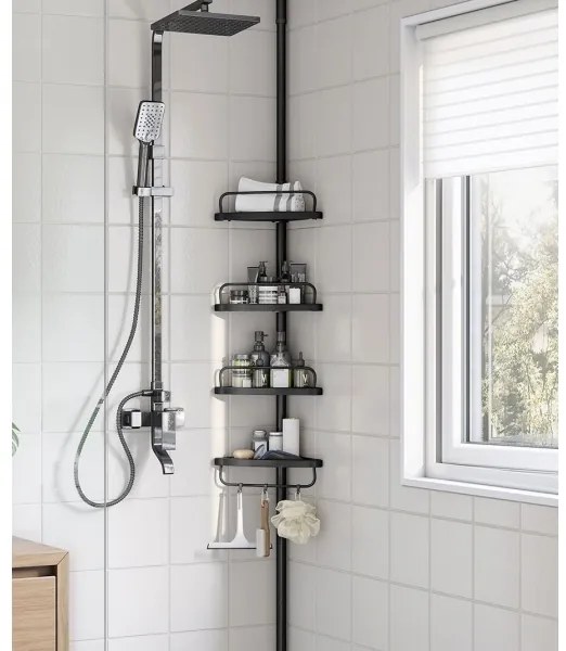 DEX fekete fürdőszobai sarokpolc