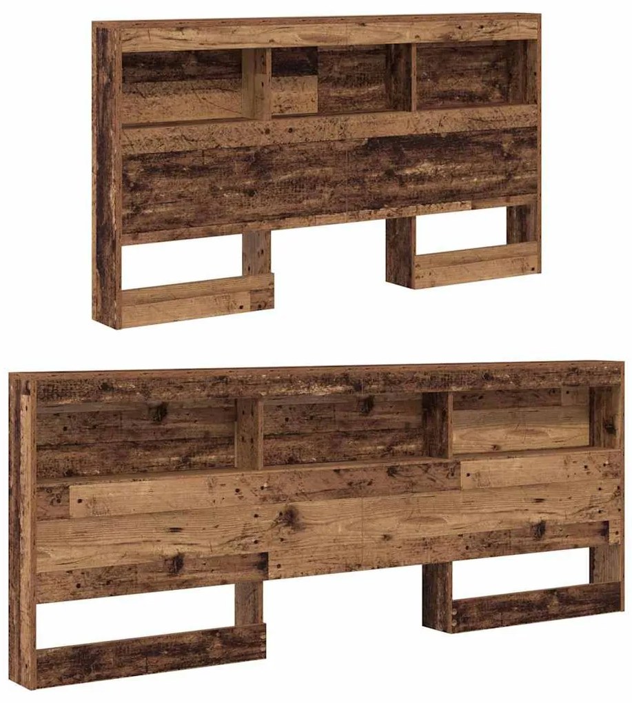 Tároló fejtámla polcokkal fejtámlával Régi fa 150 cm Faanyag