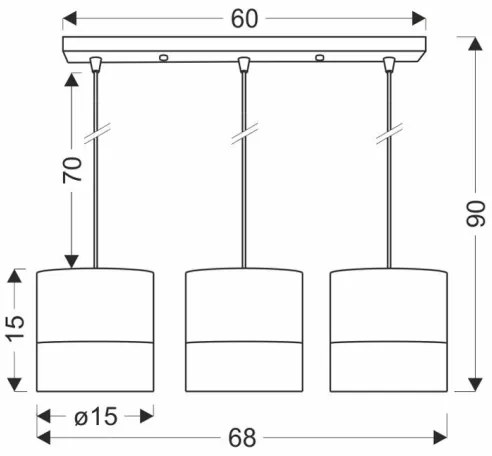Csillár zsinóron BIANCO 3xE27/40W/230V fehér/barna