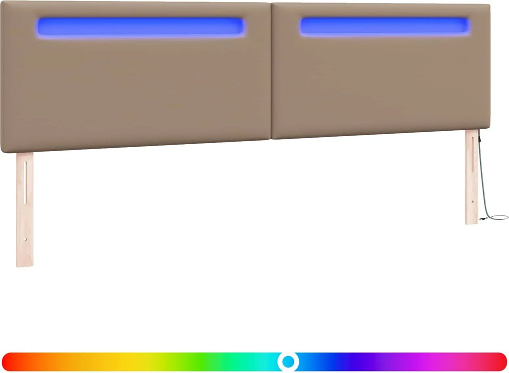 vidaXL LED ágytámla Cappuccino 200 cm Műbőr