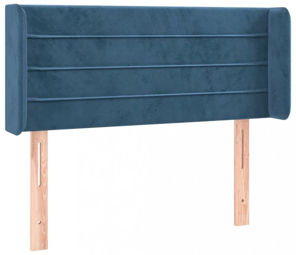 sötétkék bársony fejtámla 93x16x78/88 cm