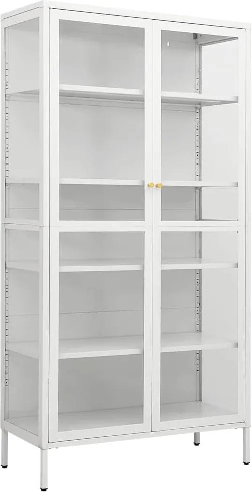 vidaXL fehér acél és edzett üveg vitrin 90 x 40 x 180 cm